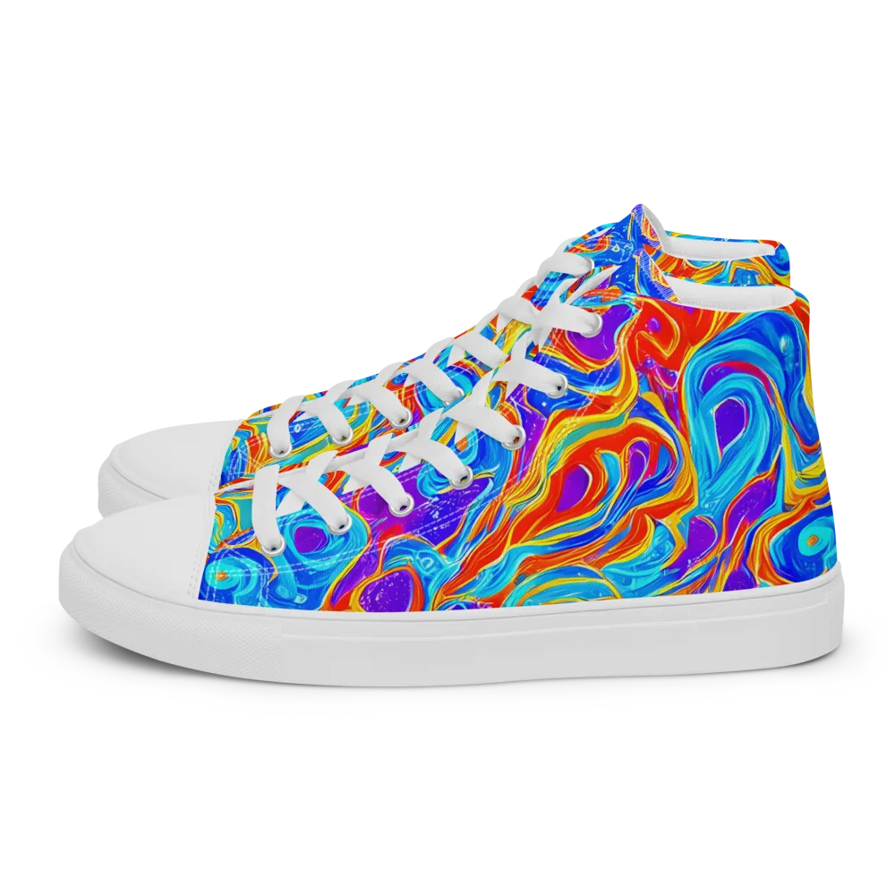 Saffron Labyrinth on Women's High Top Canvas Shoes — Left