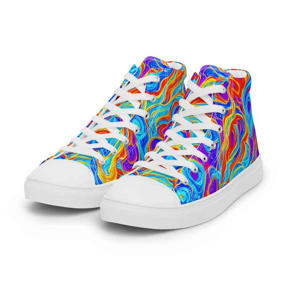 Saffron Labyrinth on Women's High Top Canvas Shoes — Left Front