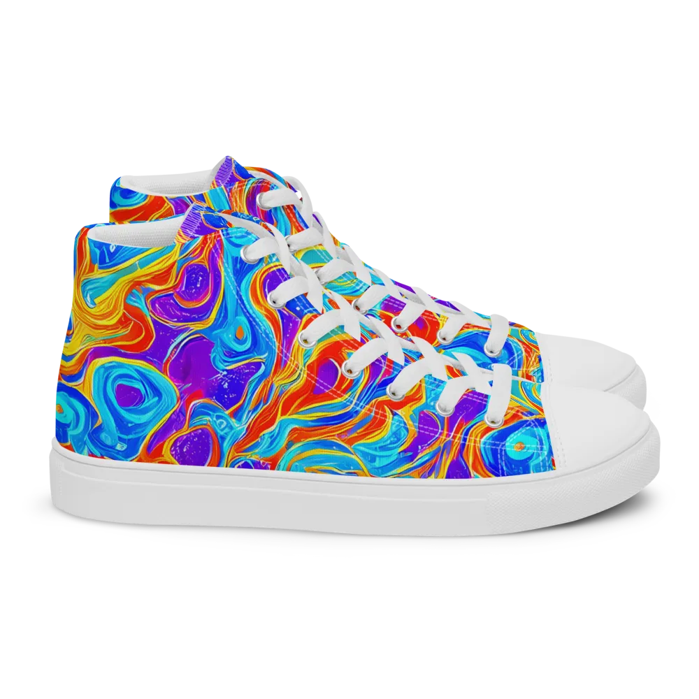 Saffron Labyrinth on Women's High Top Canvas Shoes — Right