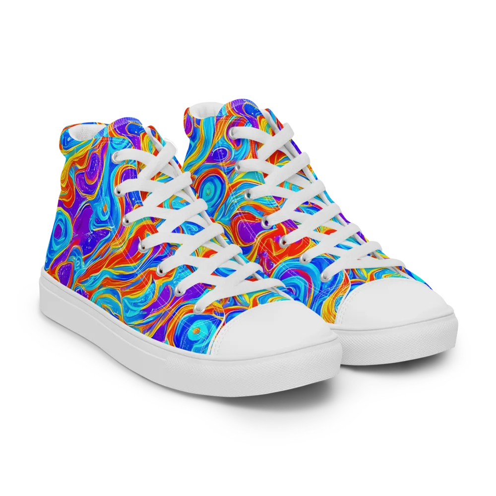 Saffron Labyrinth on Women's High Top Canvas Shoes — Right Front