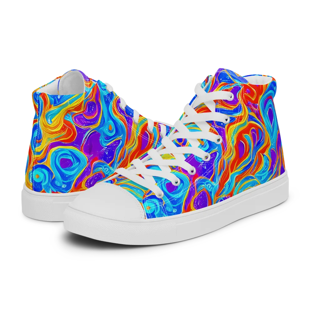 Saffron Labyrinth on Women's High Top Canvas Shoes — Left