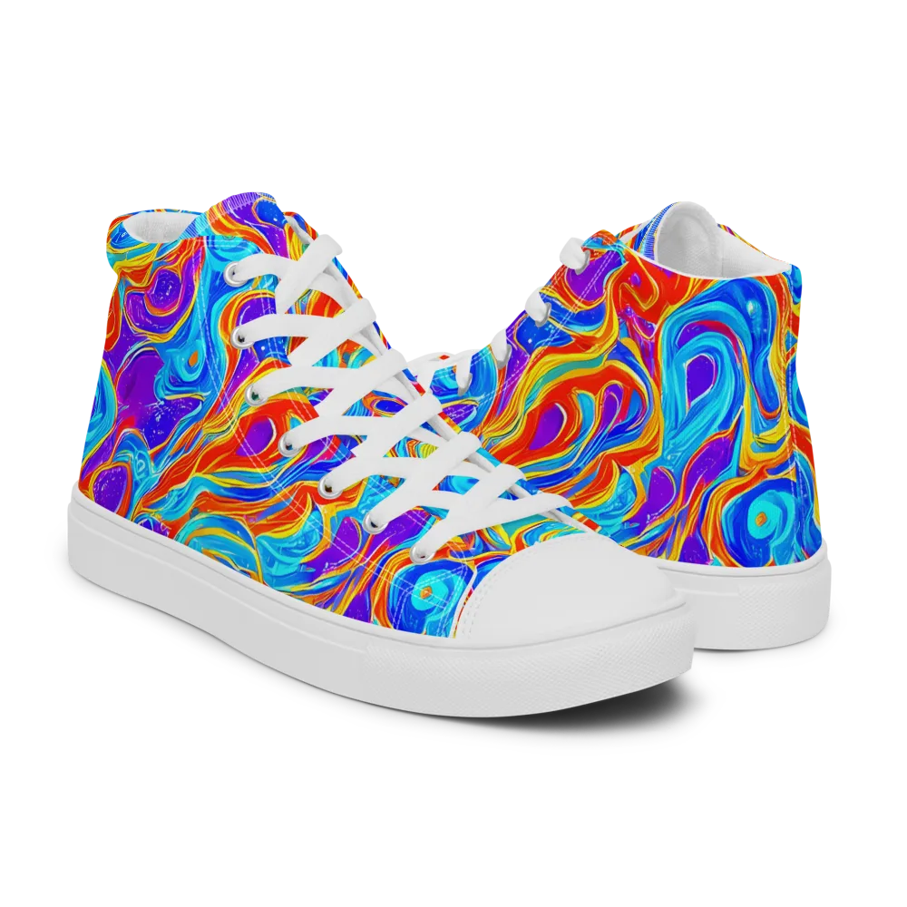 Saffron Labyrinth on Women's High Top Canvas Shoes — Right
