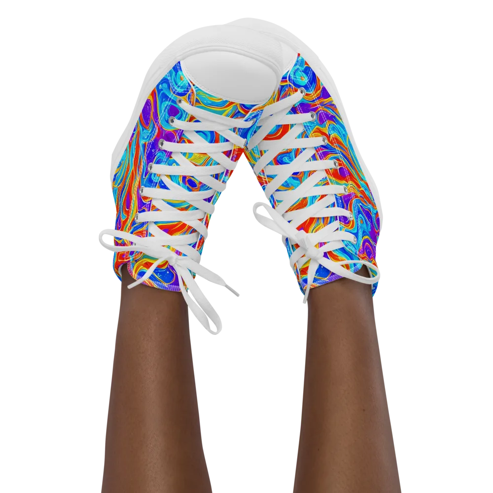 Saffron Labyrinth on Women's High Top Canvas Shoes — Front