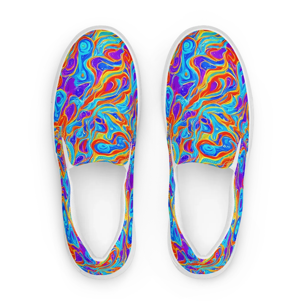 Saffron Labyrinth on Men's Slip-On Canvas Shoes — Front