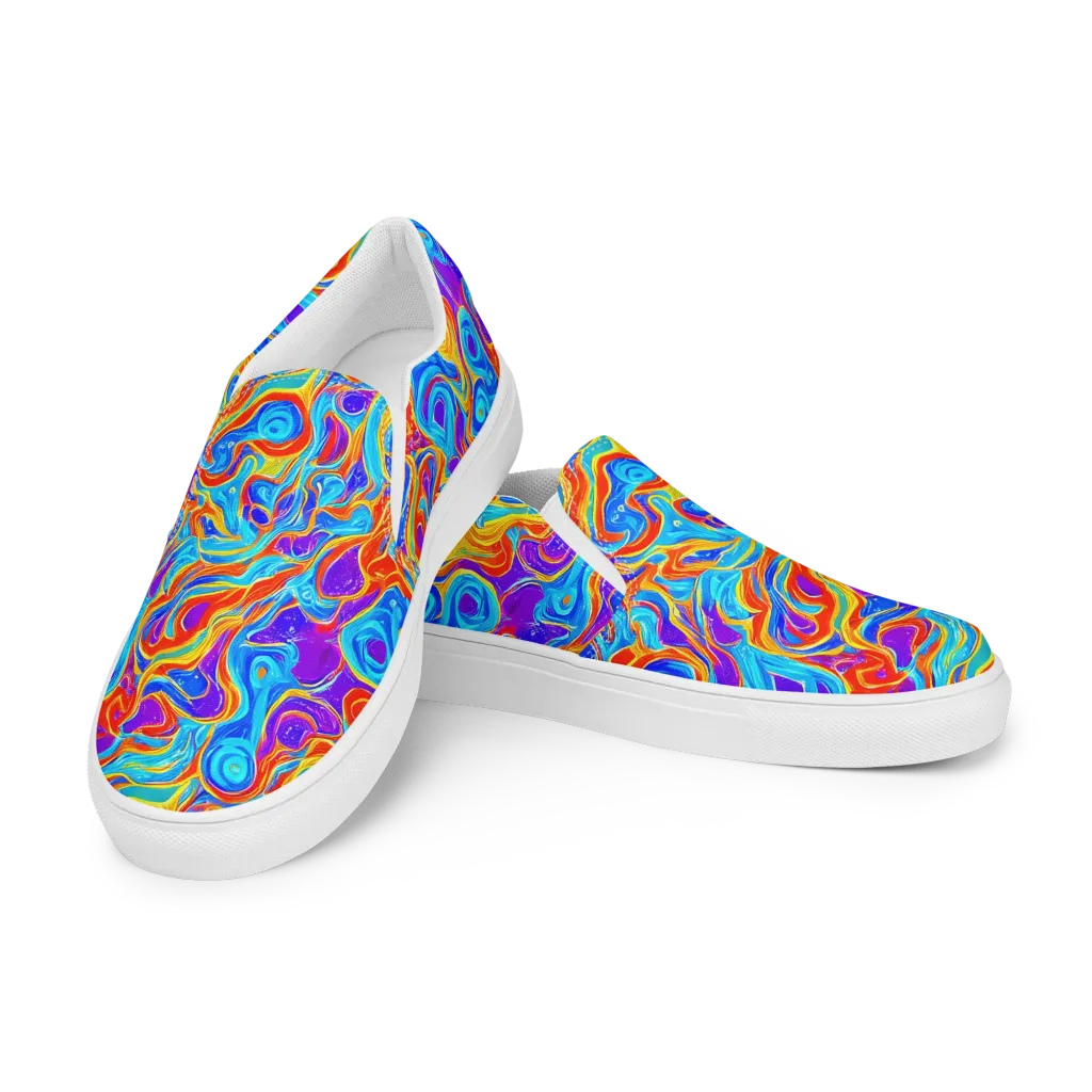 Saffron Labyrinth on Men's Slip-On Canvas Shoes — Left Front
