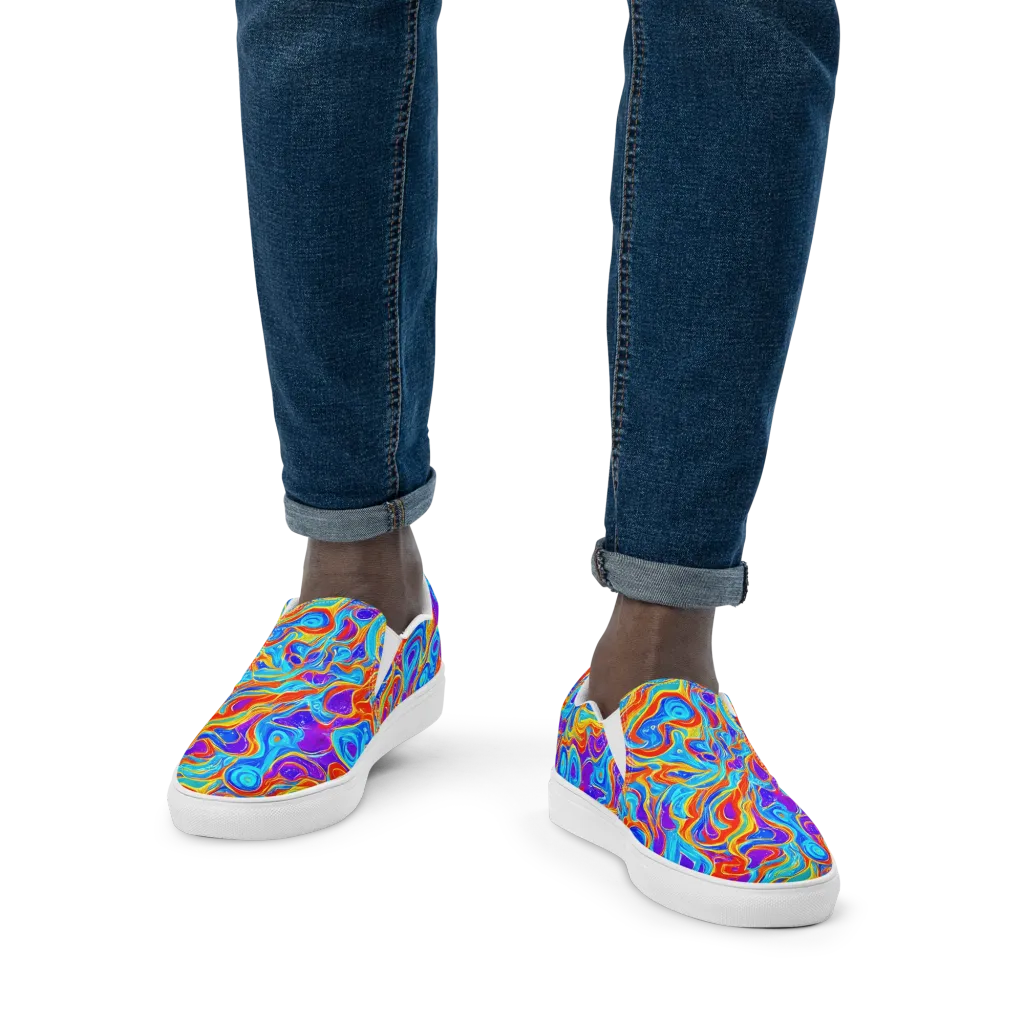Saffron Labyrinth on Men's Slip-On Canvas Shoes — Front