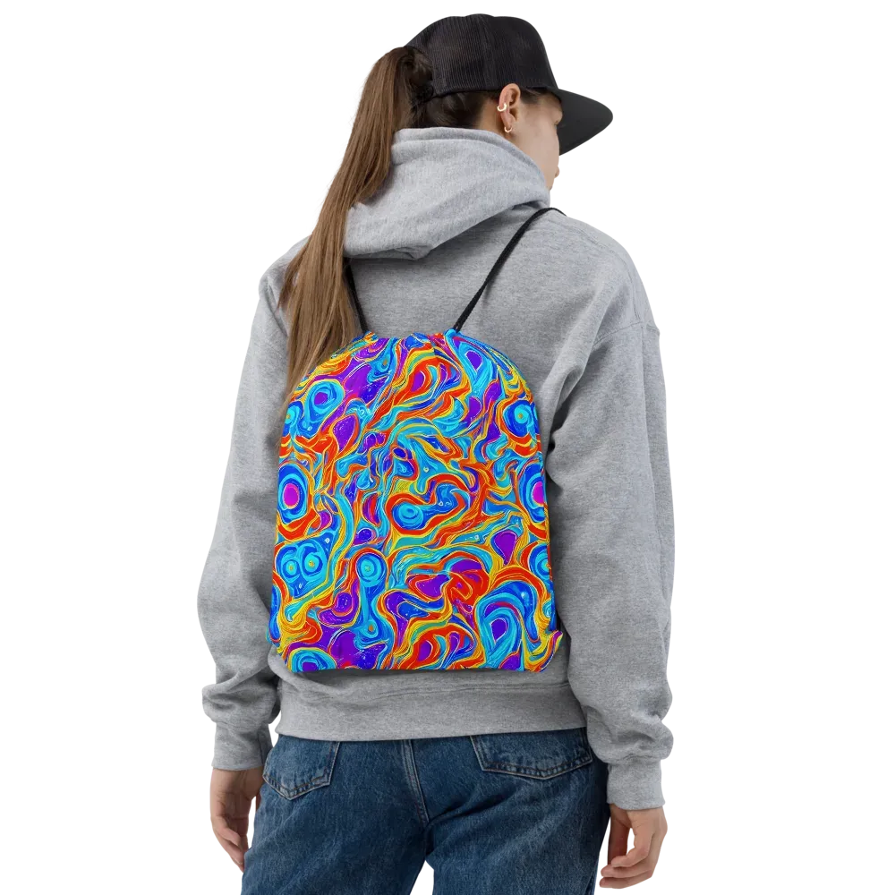Saffron Labyrinth on Drawstring Bag — Front