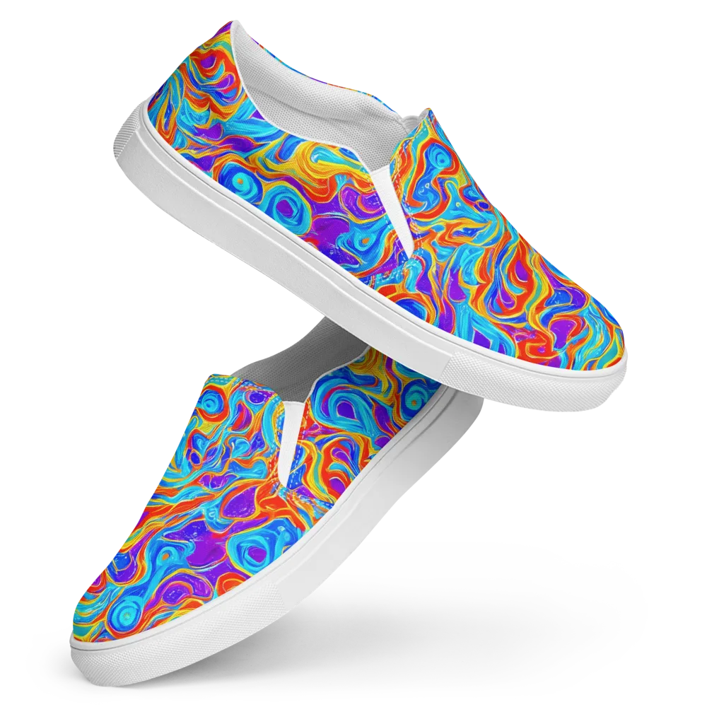Saffron Labyrinth on Women's Slip-On Canvas Shoes — Front