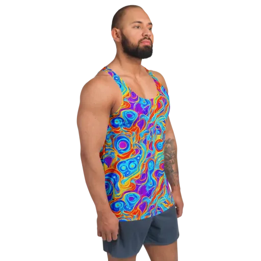 Saffron Labyrinth on a Men's Tank Top