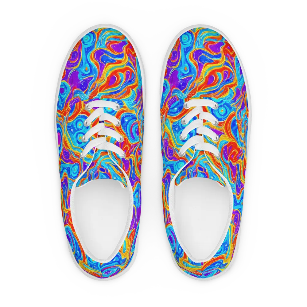 Saffron Labyrinth on Men's Lace-Up Canvas Shoes — Front