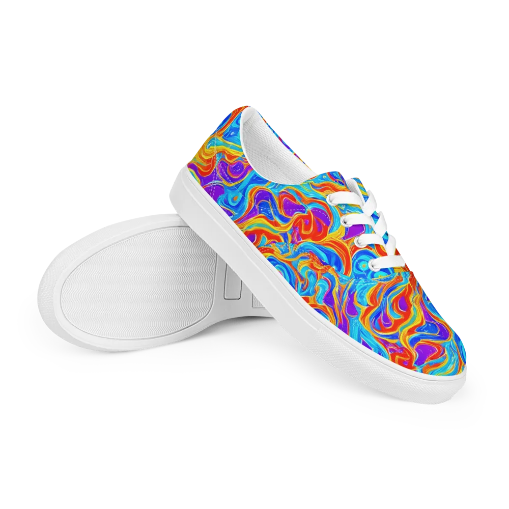 Saffron Labyrinth on Men's Lace-Up Canvas Shoes — Right Front