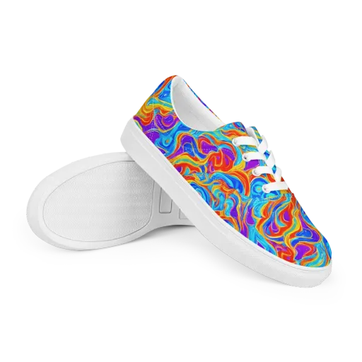 Saffron Labyrinth on a Men's Lace-Up Canvas Shoes