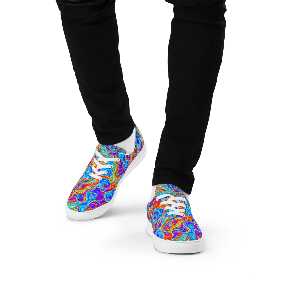 Saffron Labyrinth on Men's Lace-Up Canvas Shoes — Front