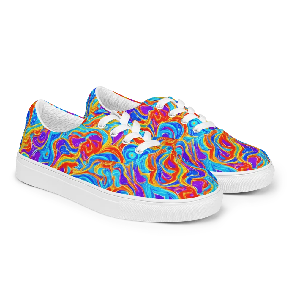 Saffron Labyrinth on Men's Lace-Up Canvas Shoes — Right Front
