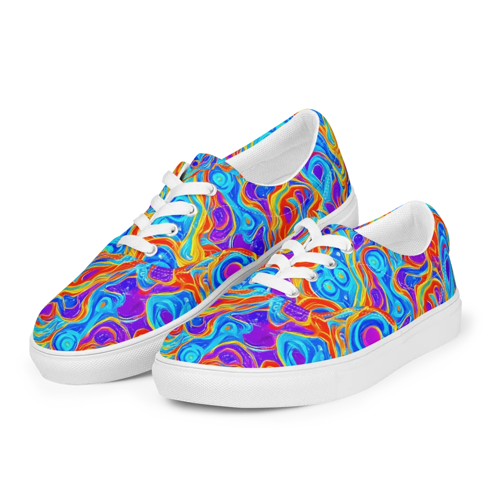 Saffron Labyrinth on Men's Lace-Up Canvas Shoes — Left Front
