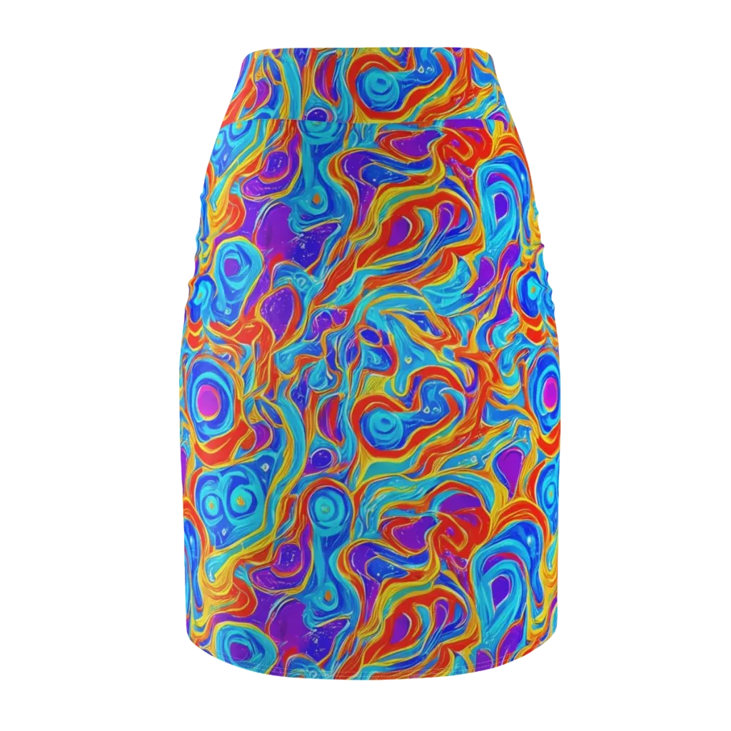 Saffron Labyrinth on Pencil Skirt — Back