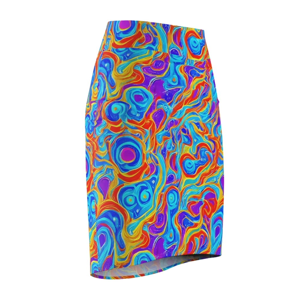 Saffron Labyrinth on Pencil Skirt — Front Side