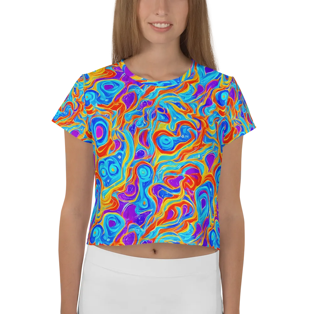 Saffron Labyrinth on Crop Tee — Front