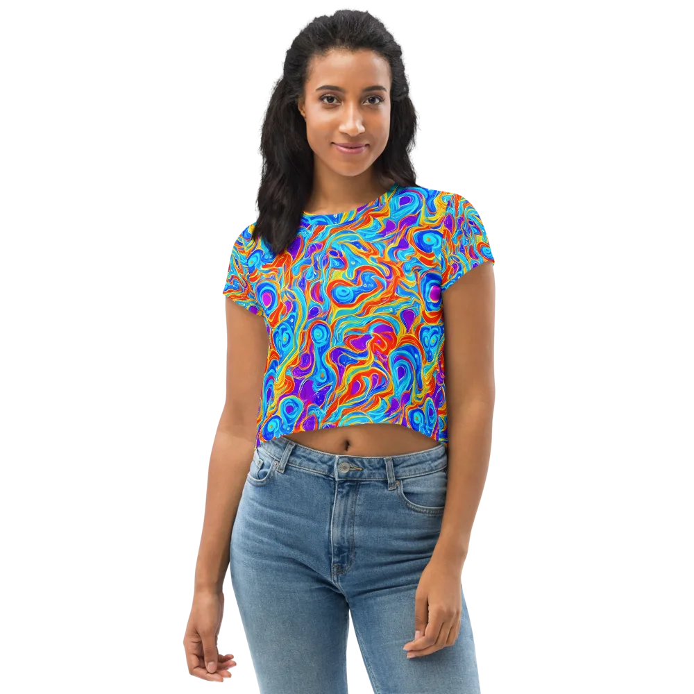 Saffron Labyrinth on Crop Tee — Front