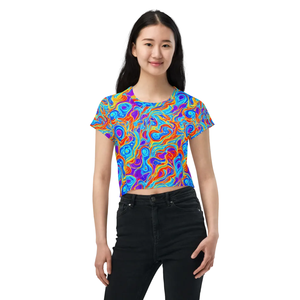 Saffron Labyrinth on Crop Tee — Front