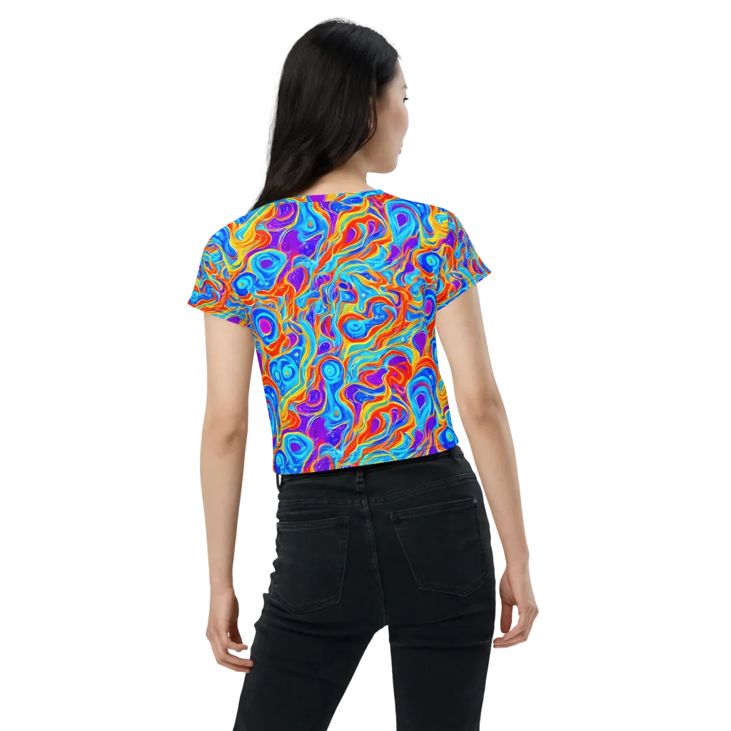Saffron Labyrinth on Crop Tee — Back