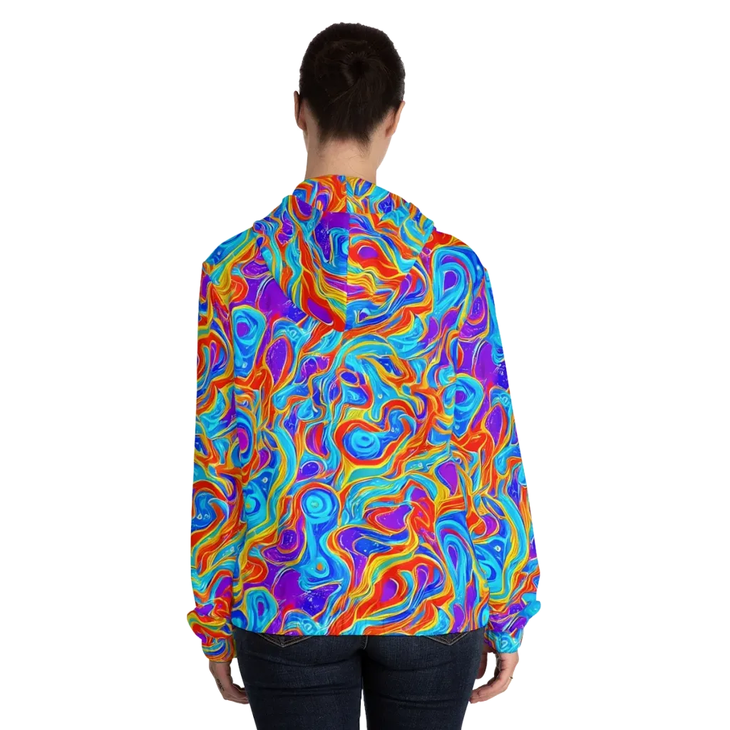 Saffron Labyrinth on Women's Full-Zip Hoodie — Back On Person