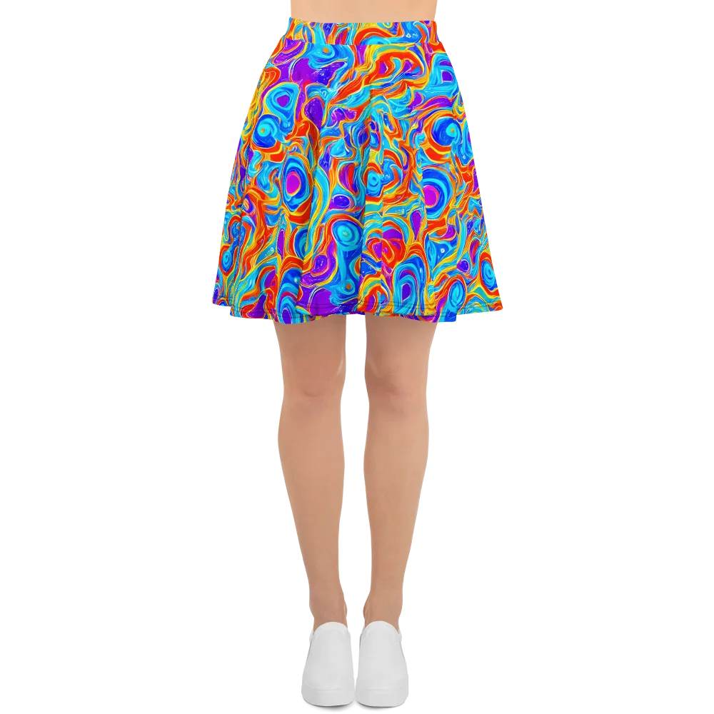 Saffron Labyrinth on Skater Skirt — Front