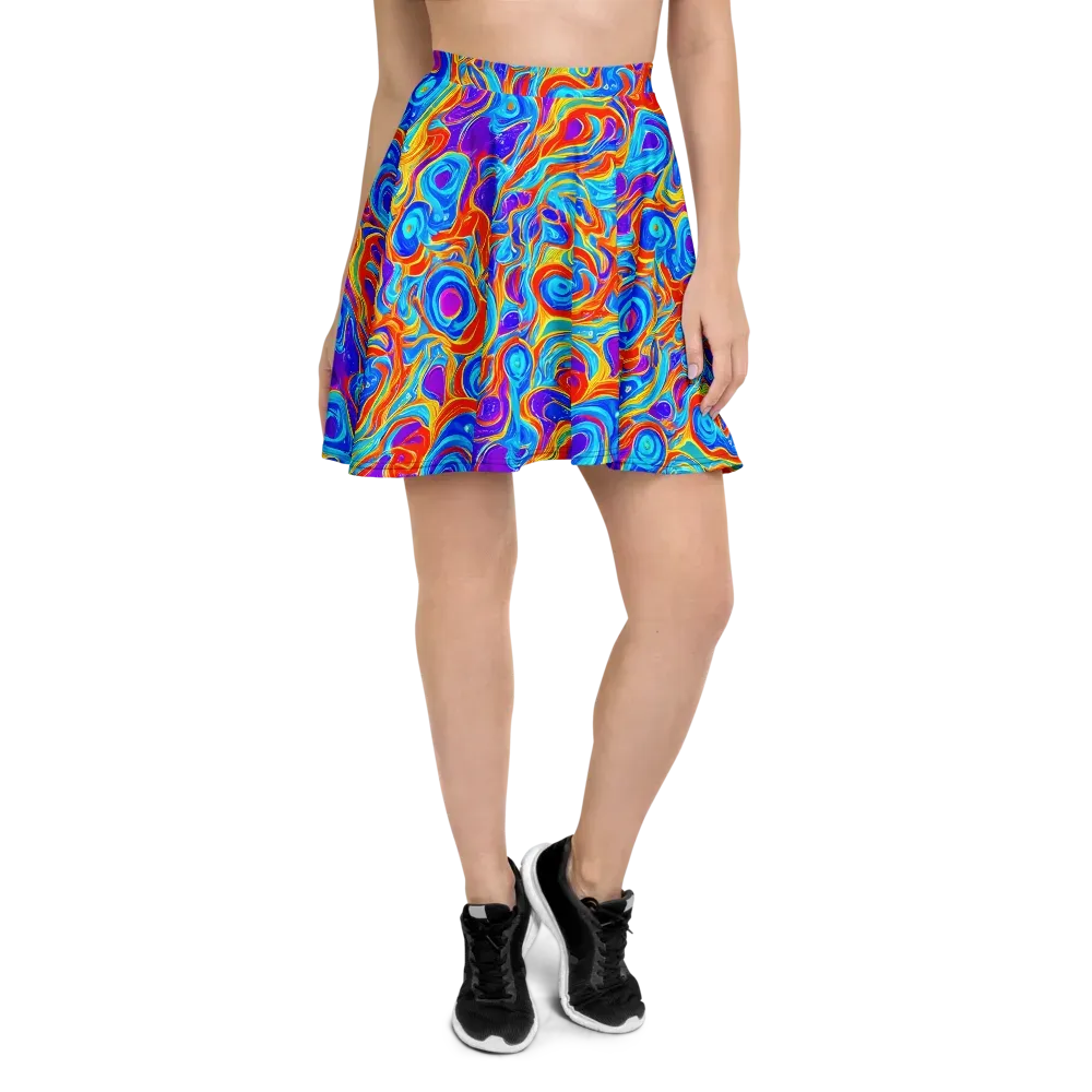 Saffron Labyrinth on Skater Skirt — Front