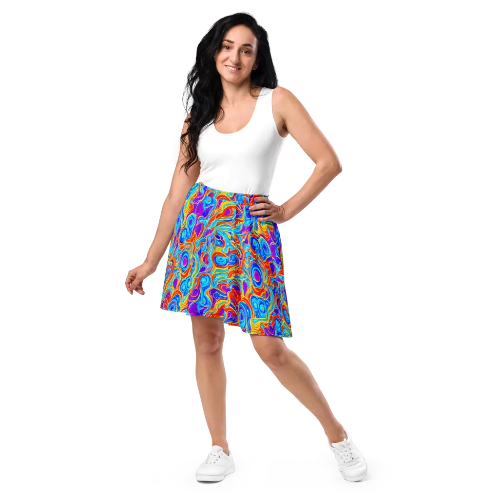 Saffron Labyrinth on Skater Skirt — Front