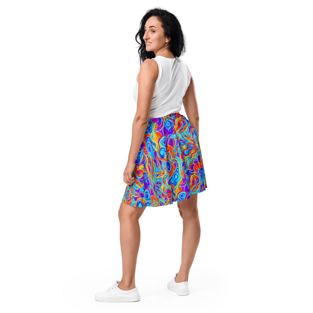 Saffron Labyrinth on Skater Skirt — Back