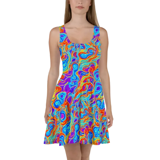 Saffron Labyrinth on a Skater Dress