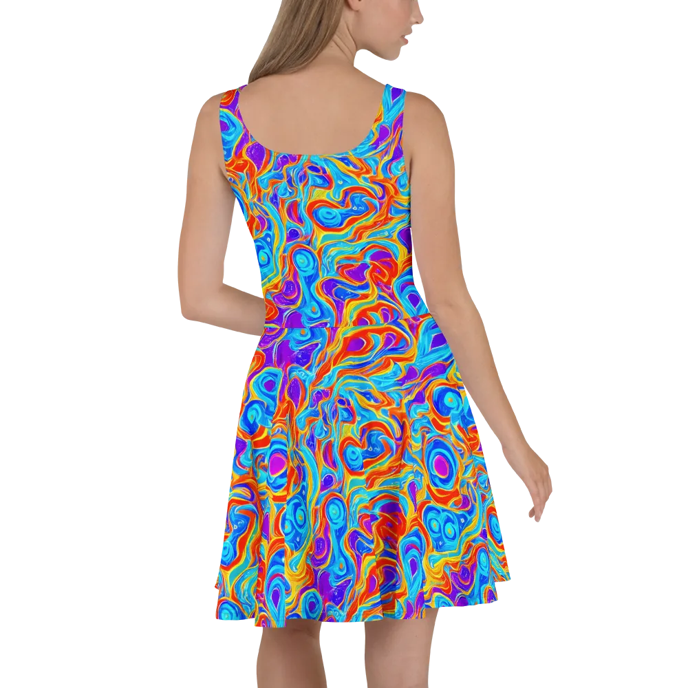 Saffron Labyrinth on Skater Dress — Back
