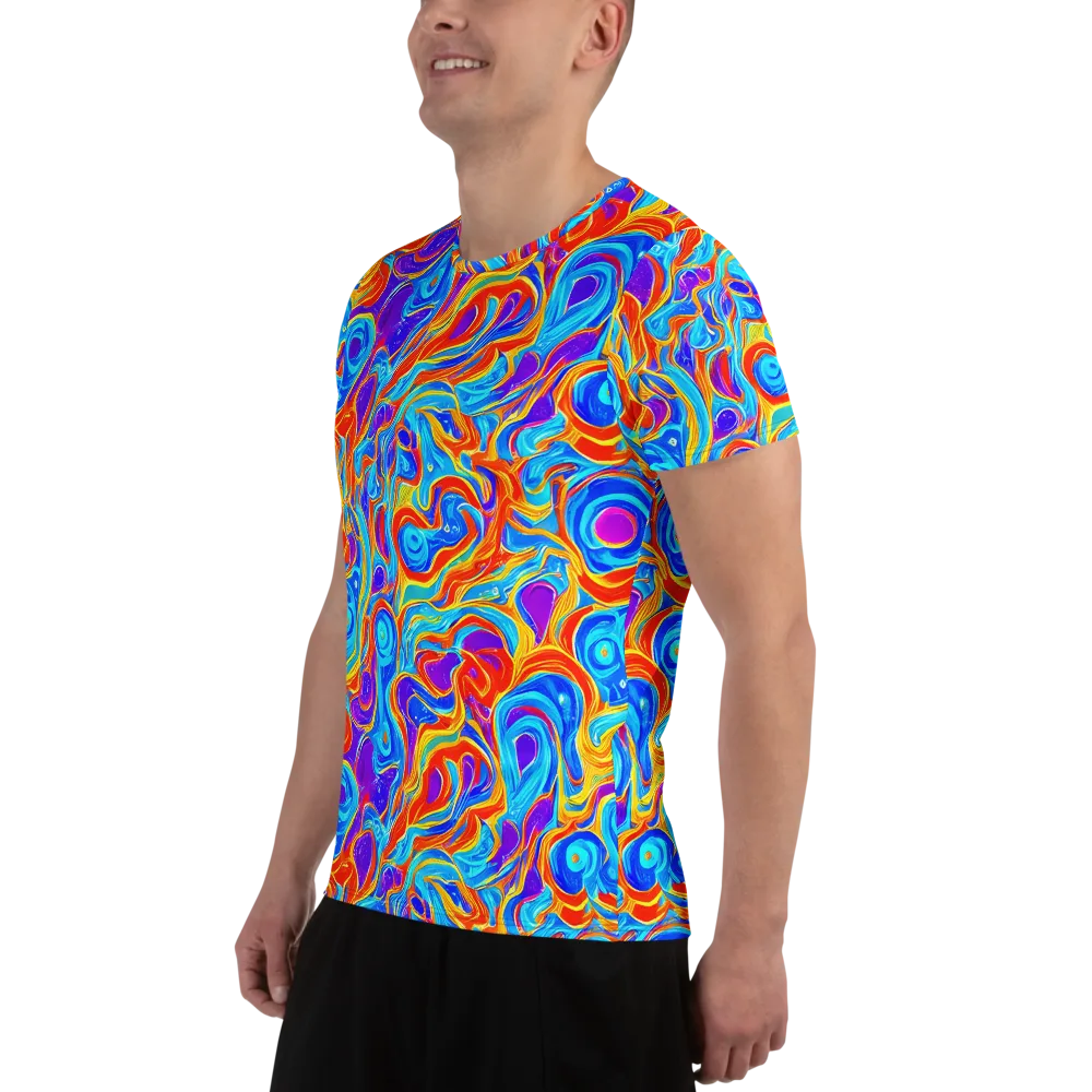Saffron Labyrinth on Men's Athletic T-Shirt — Left