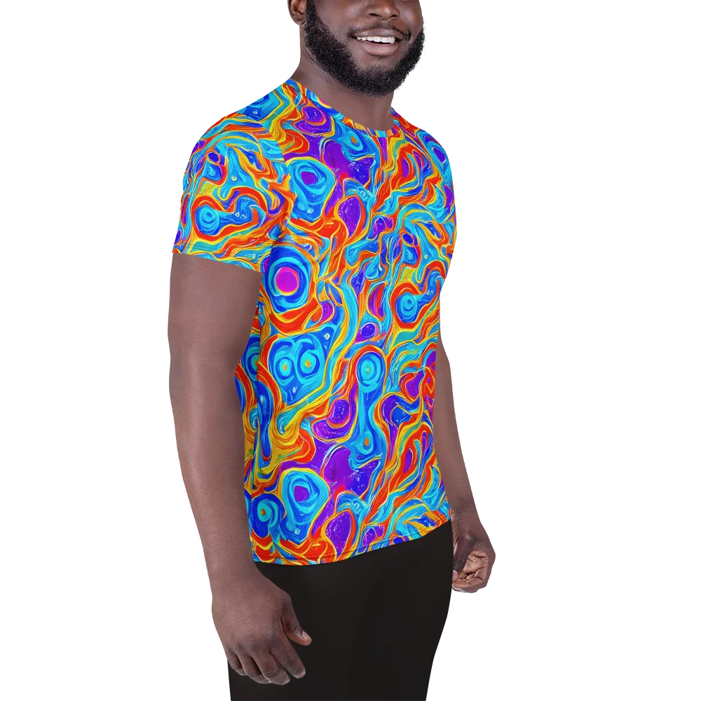 Saffron Labyrinth on Men's Athletic T-Shirt — Right