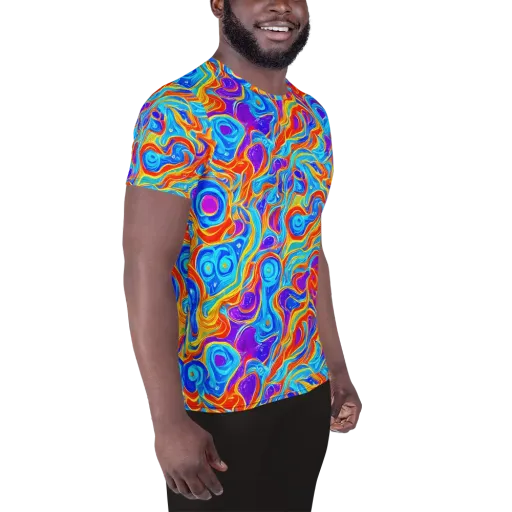 Saffron Labyrinth on a Men's Athletic T-Shirt