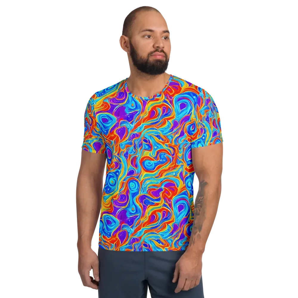 Saffron Labyrinth on Men's Athletic T-Shirt — Front