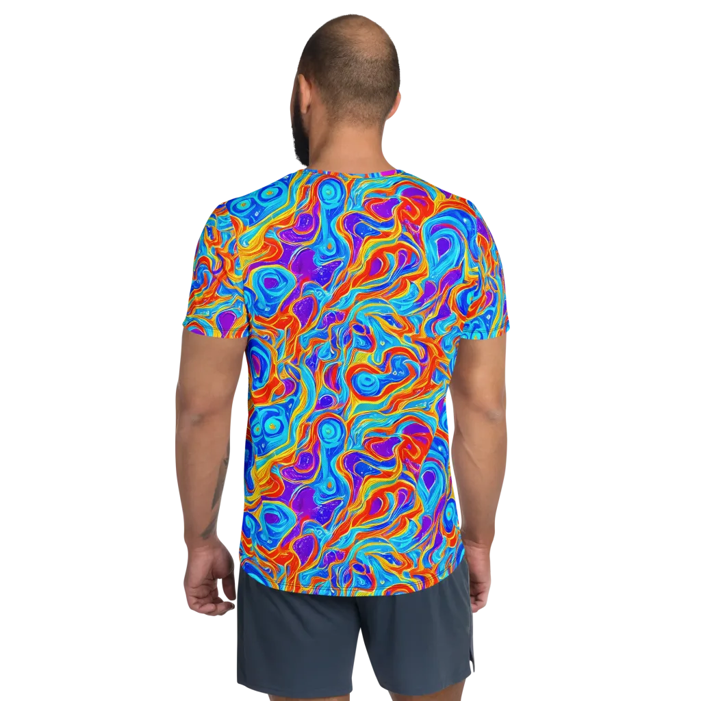 Saffron Labyrinth on Men's Athletic T-Shirt — Back