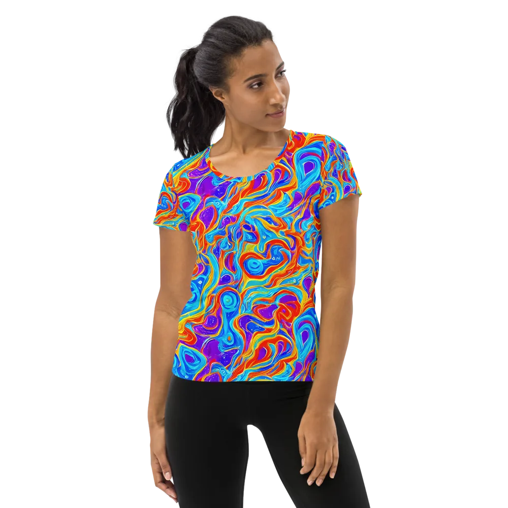 Saffron Labyrinth on Women's Athletic T-Shirt — Front