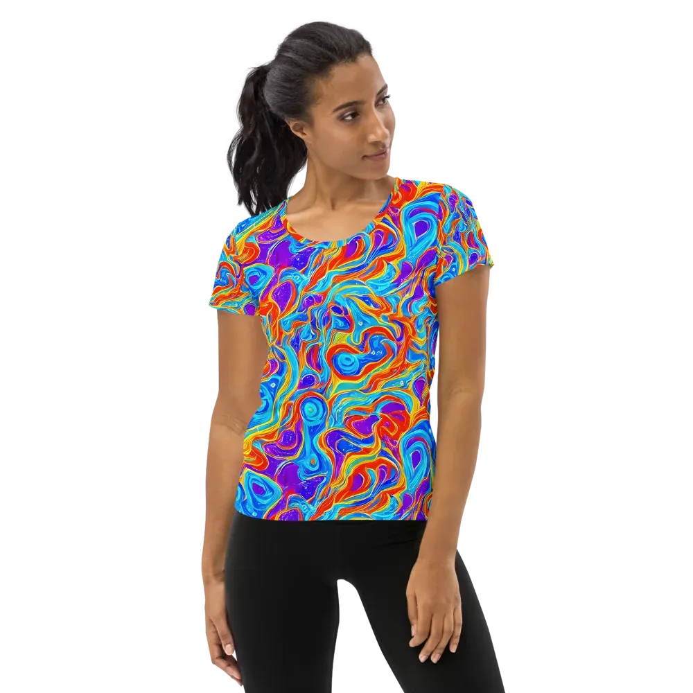 Saffron Labyrinth on Women's Athletic T-Shirt — Front