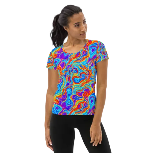 Saffron Labyrinth on a Women's Athletic T-Shirt