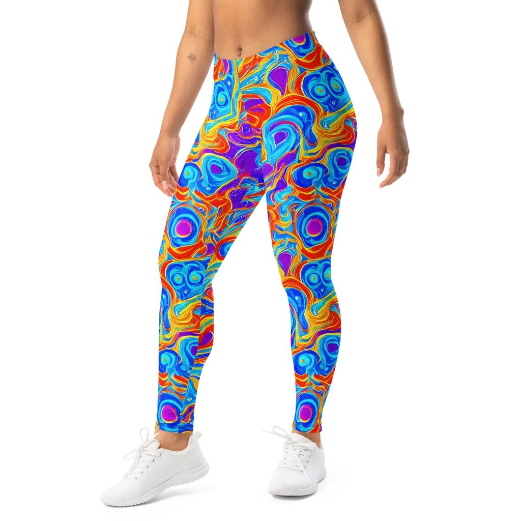 Saffron Labyrinth on Leggings — Left Front
