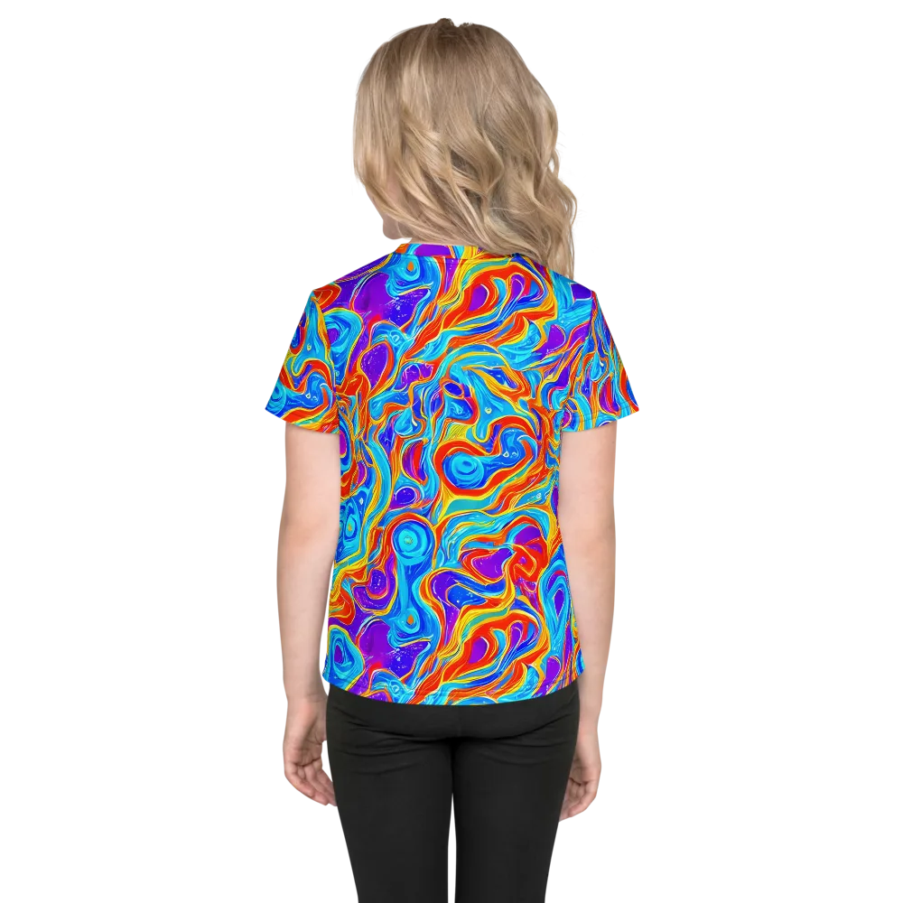 Saffron Labyrinth on Kids Crew Neck T-Shirt — Back