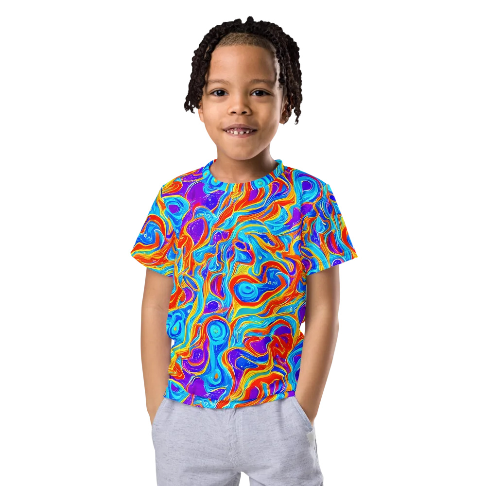 Saffron Labyrinth on Kids Crew Neck T-Shirt — Front