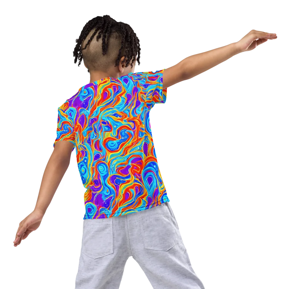 Saffron Labyrinth on Kids Crew Neck T-Shirt — Back