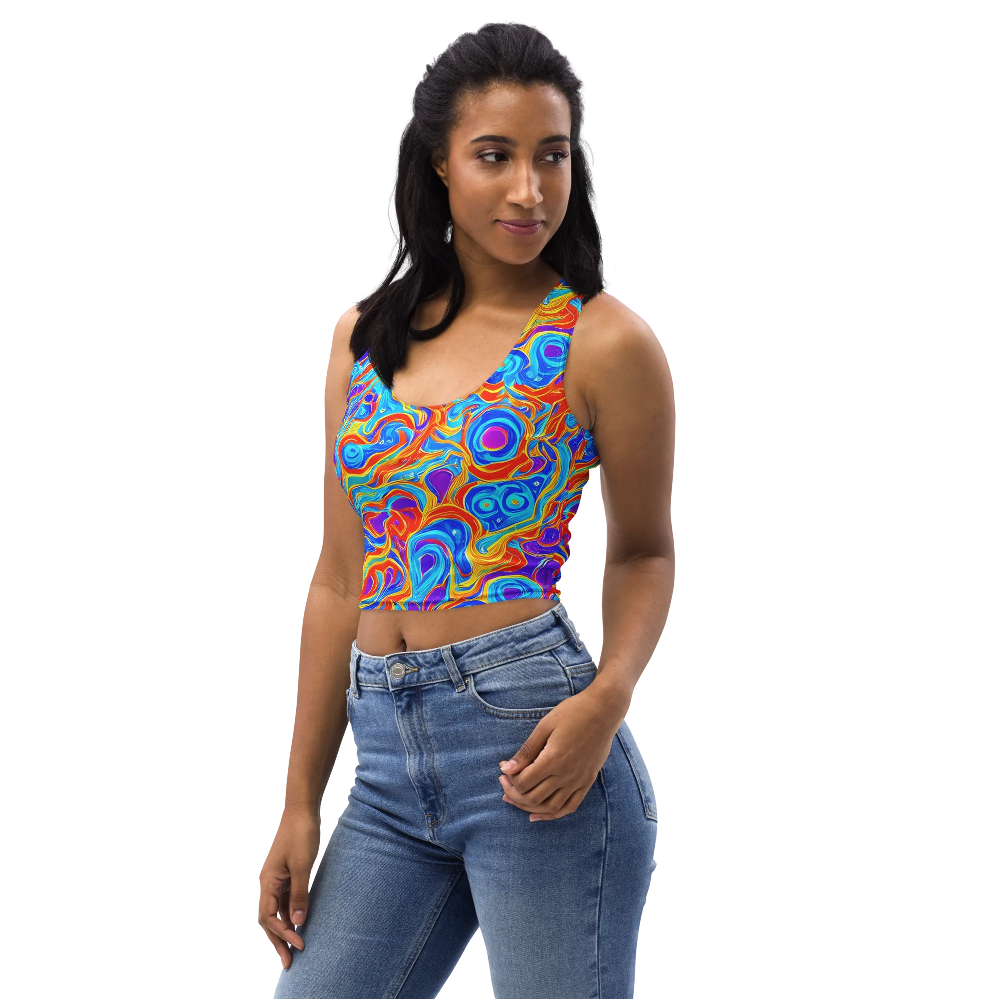 Saffron Labyrinth on Crop Top — Left Front