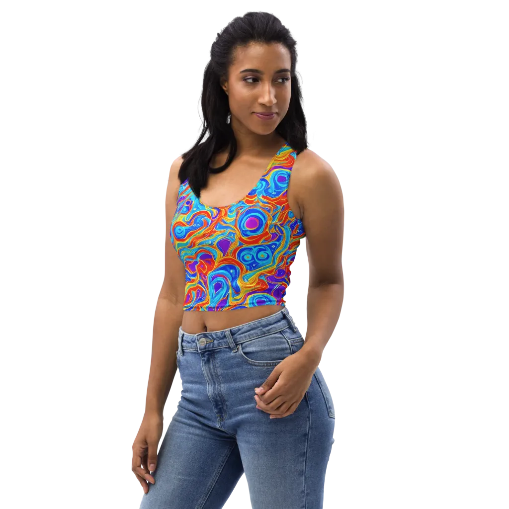 Saffron Labyrinth on Crop Top — Left Front