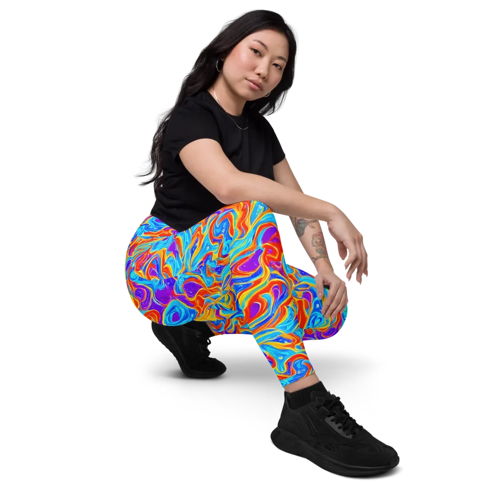 Saffron Labyrinth on Leggings with Pockets — Right Front