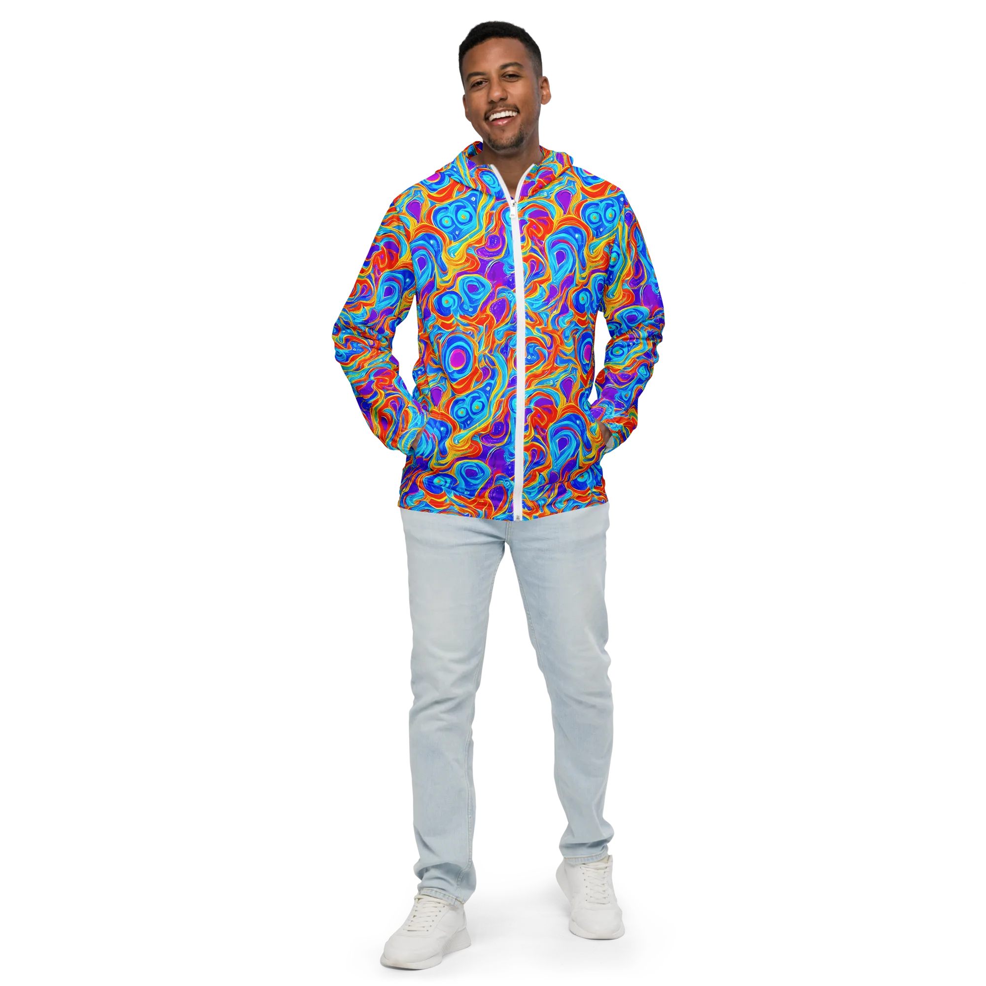 Saffron Labyrinth on Men's Windbreaker — Front