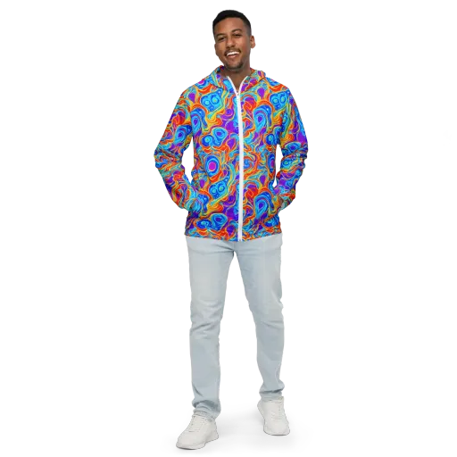 Saffron Labyrinth on a Men's Windbreaker