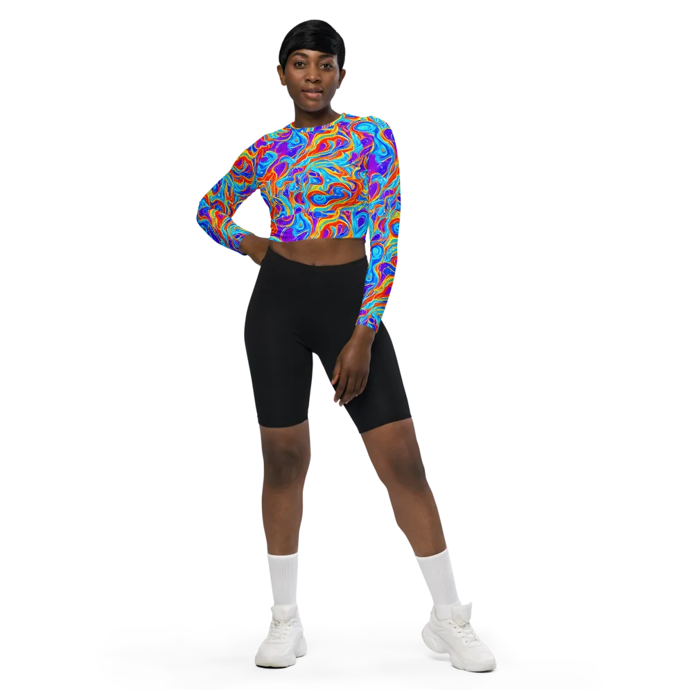 Saffron Labyrinth on Long Sleeve Crop Top — Front